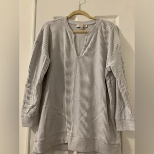 ANN TAYLOR LOFT GRAY THERMAL 3/4 LENGTH T SHIRT SIZE XL